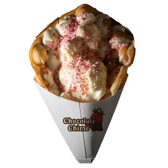 Bubble Waffle - Strawberries and Cream